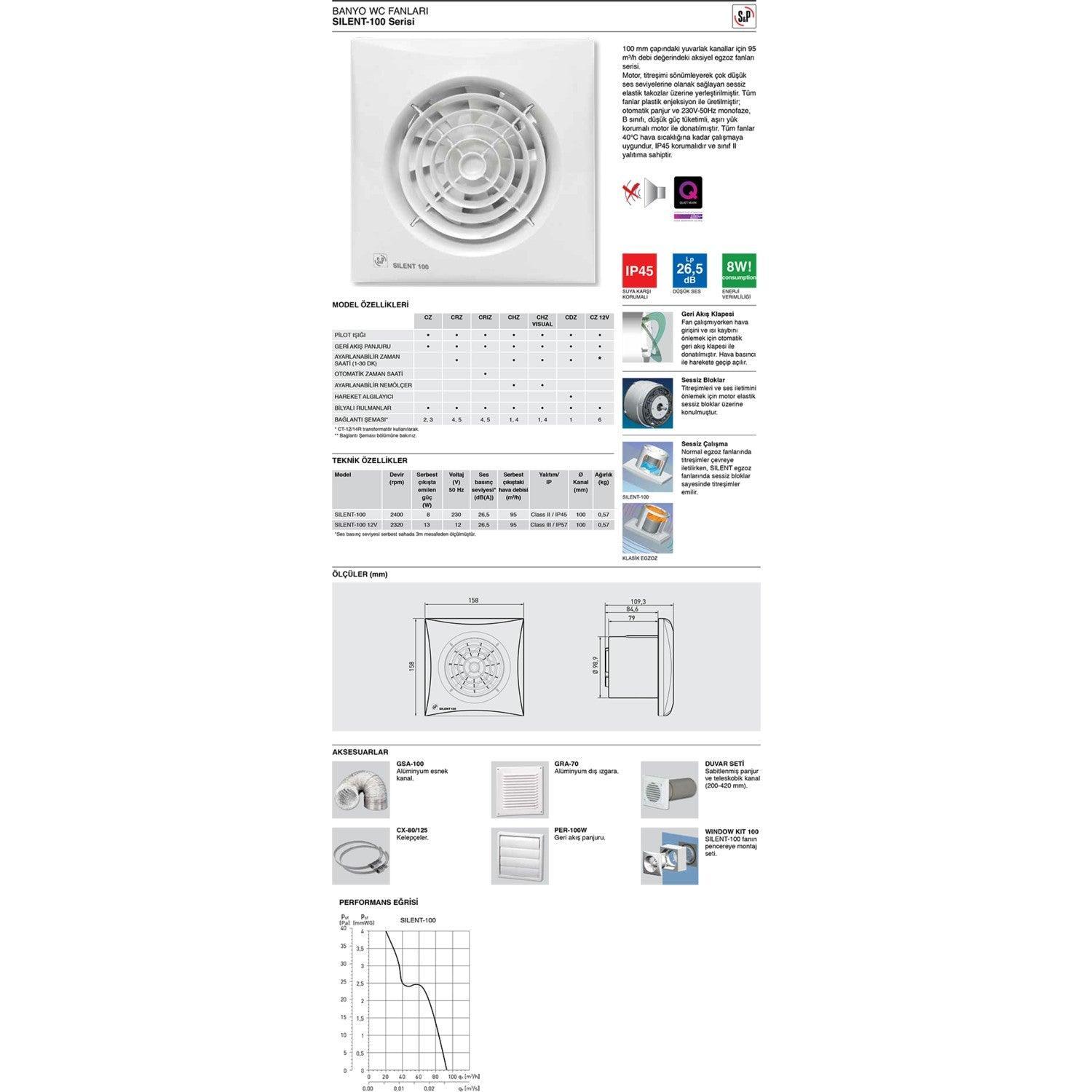 Soler Palau Silent 100 CZ Sessiz Banyo Fanı - Soler Palau