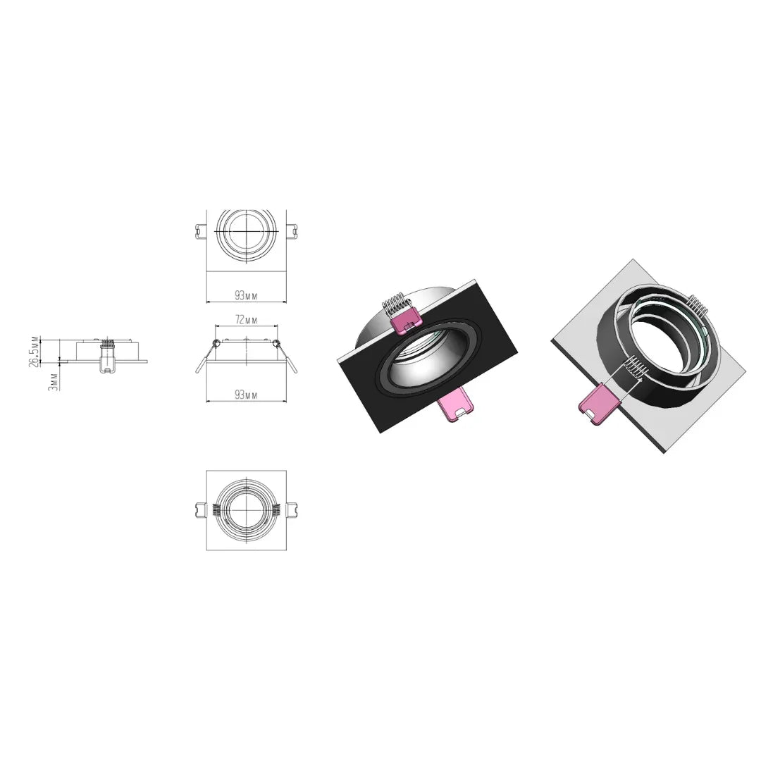 Qavun Holo Serisi Kare Siyah Spot Light QV 11202-002