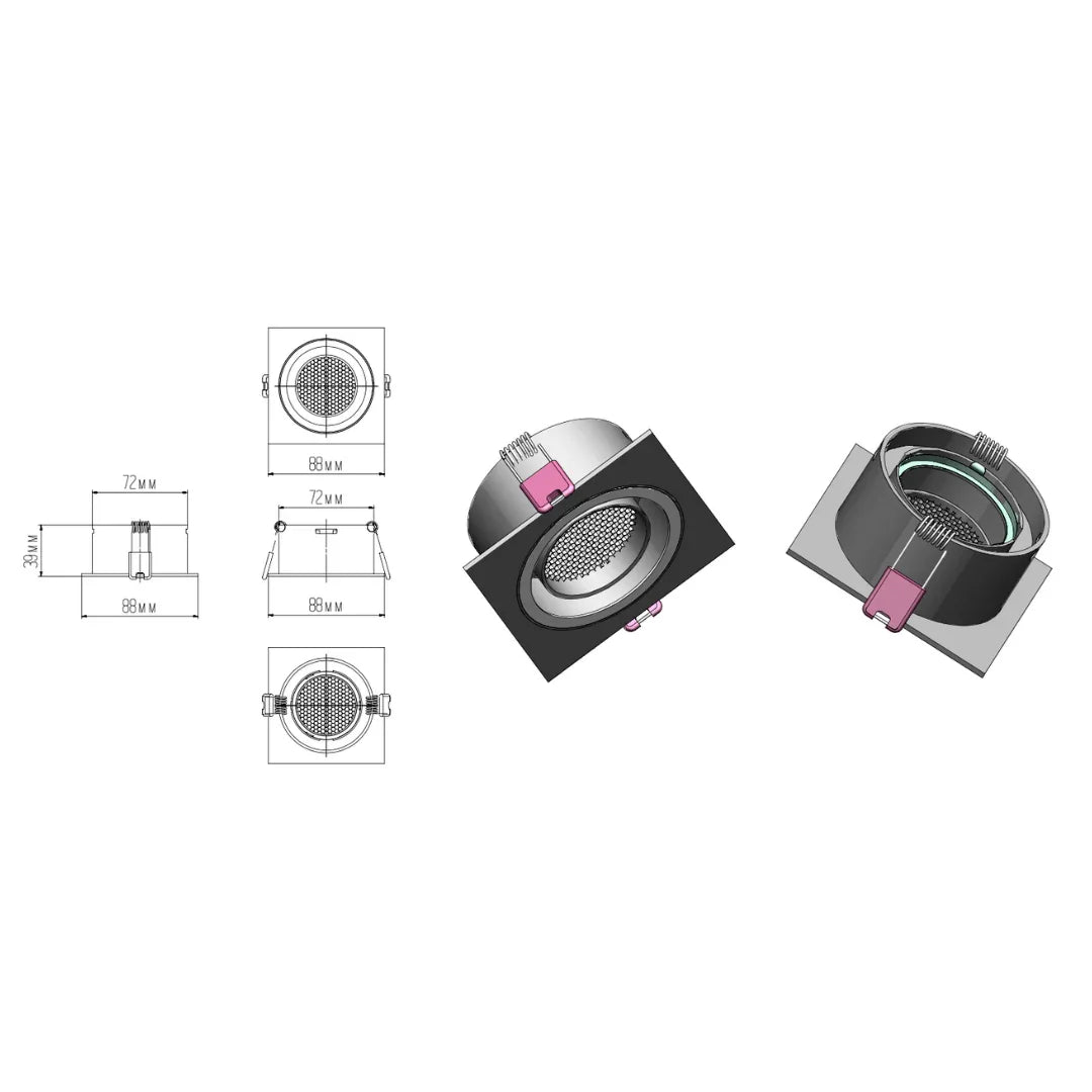 Qavun Holo Serisi Kare Siyah Bal Peteği Spot Light QV 11202-003