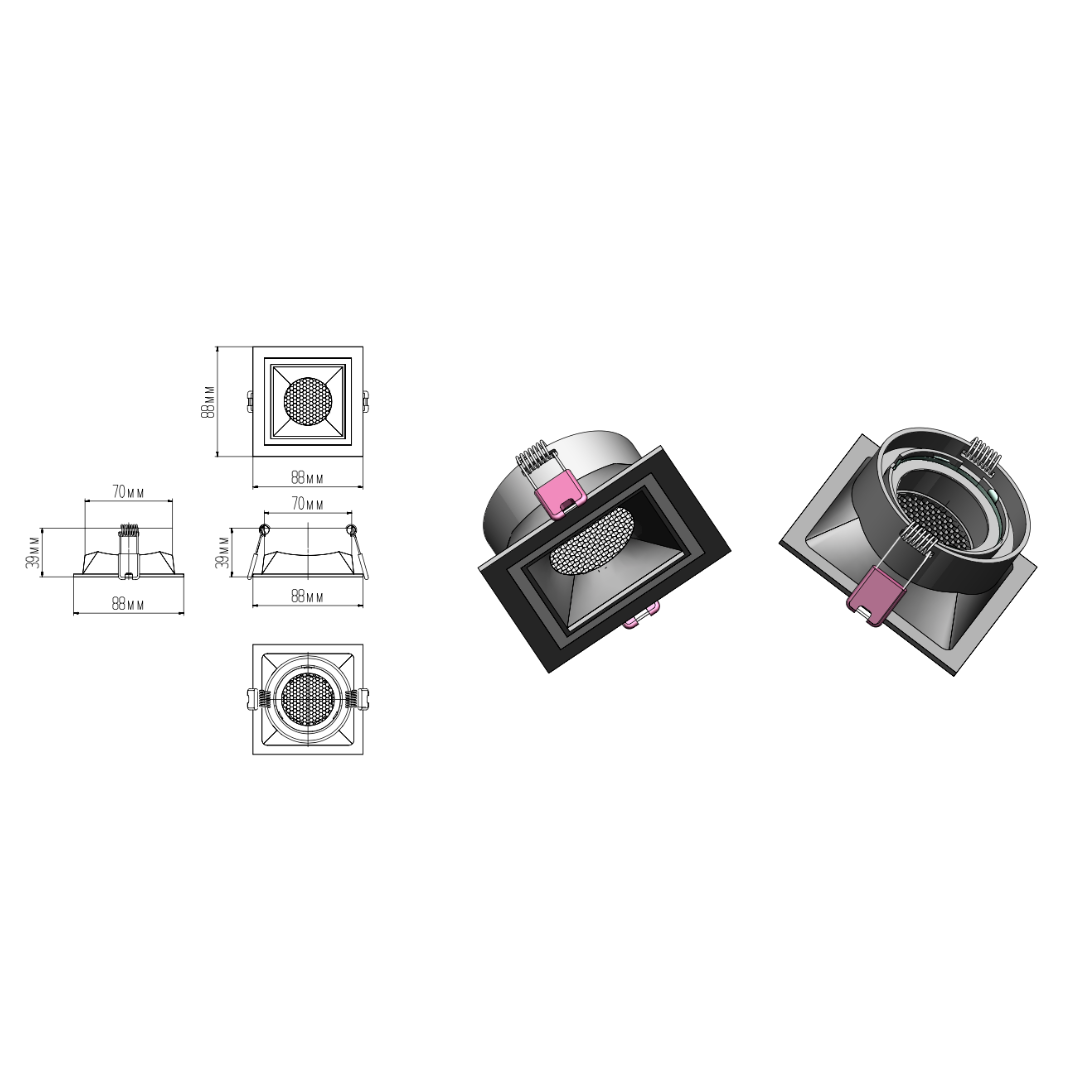 Qavun Holo Serisi Kare Siyah Bal Peteği Spot Light QV 11202-006