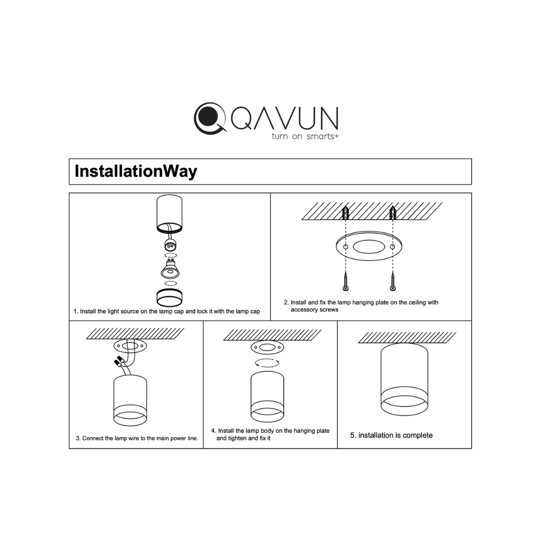 Qavun Retro Serisi Yuvarlak Siyah Sıva Üstü Spot Light QV 12202-022