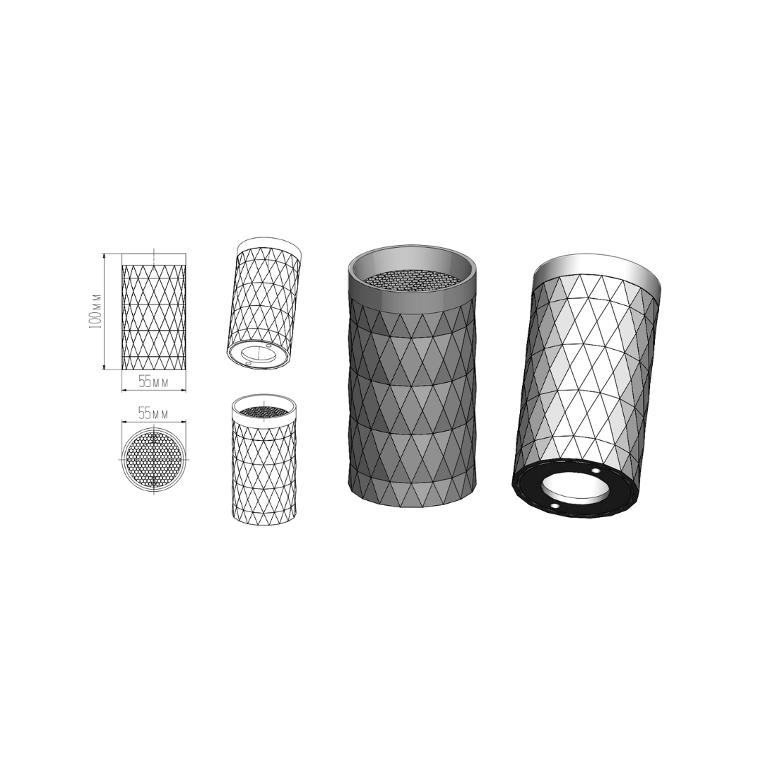 Qavun Retro Serisi Yuvarlak Siyah Sıva Üstü Spot Light QV 12202-022