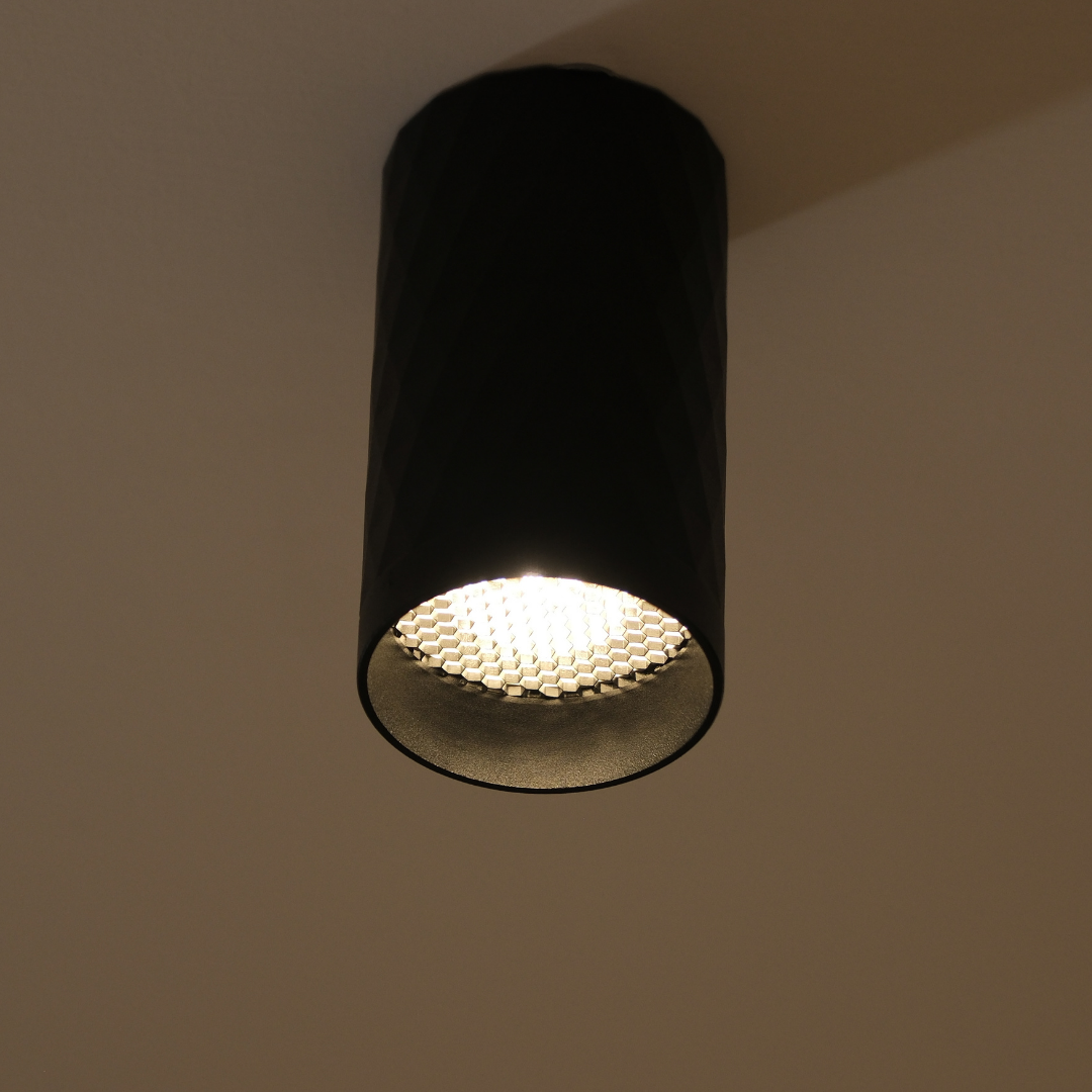 Qavun Retro Serisi Yuvarlak Siyah Sıva Üstü Spot Light QV 12202-022