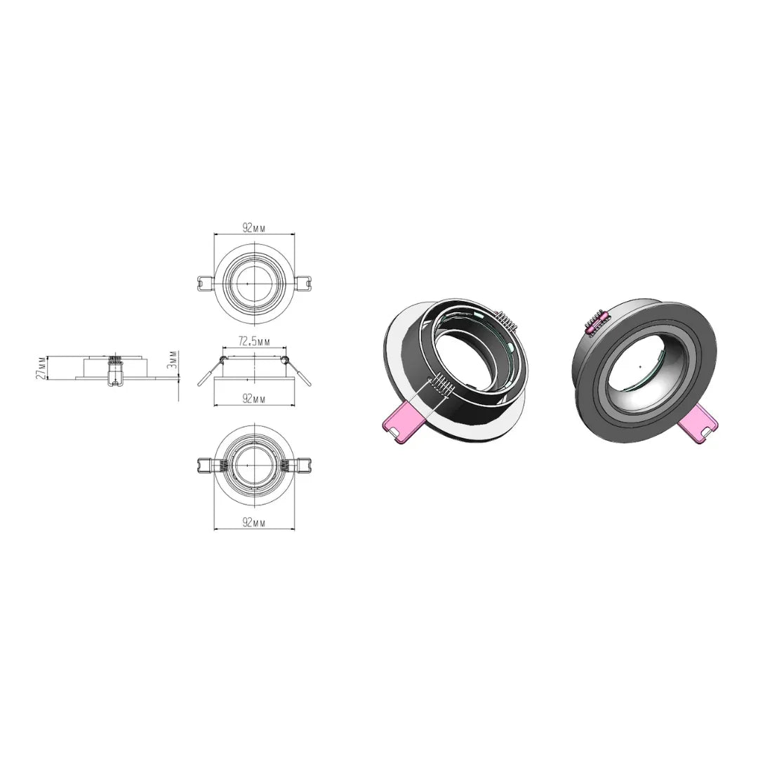 Qavun Holo Serisi Yuvarlak Siyah Spot Light QV 11202-001