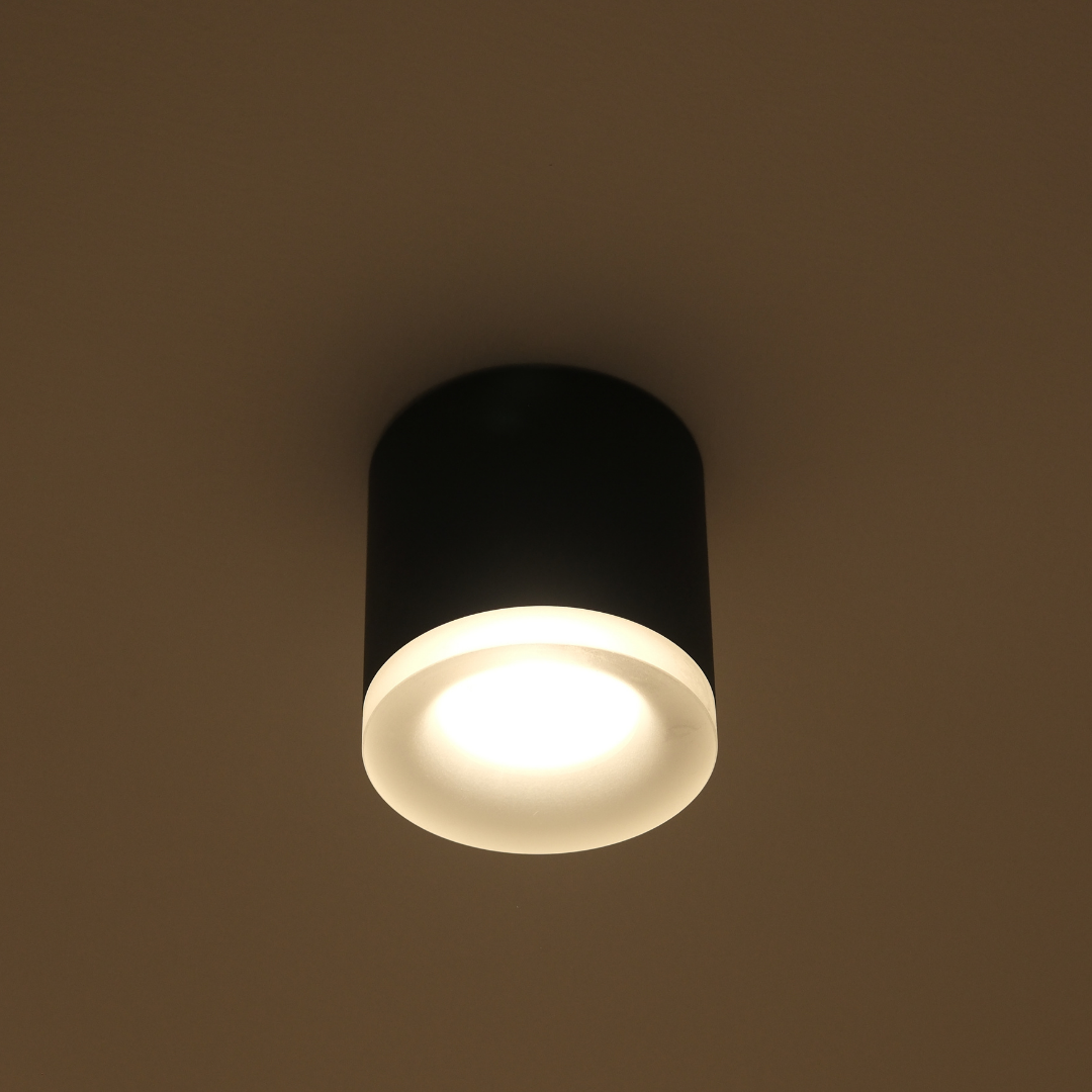 Qavun Holo Serisi Yuvarlak Siyah Sıva Üstü Spot Light QV 12202-019