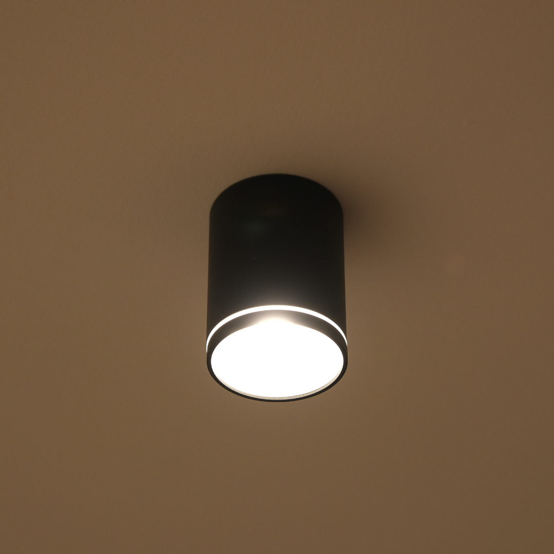 Qavun Holo Serisi Yuvarlak Siyah Sıva Üstü Spot Light QV 12202-011