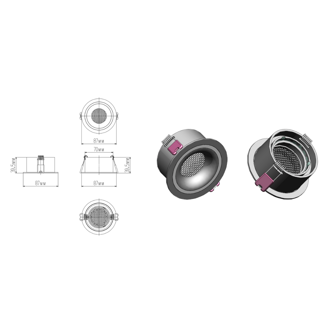 Qavun Holo Serisi Yuvarlak Siyah Bal Peteği Spot Light QV 11202-004