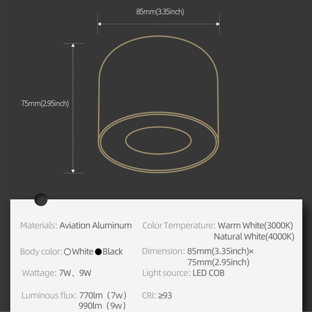 Qavun Arte Bone Beyaz Sıva Üstü Downlight