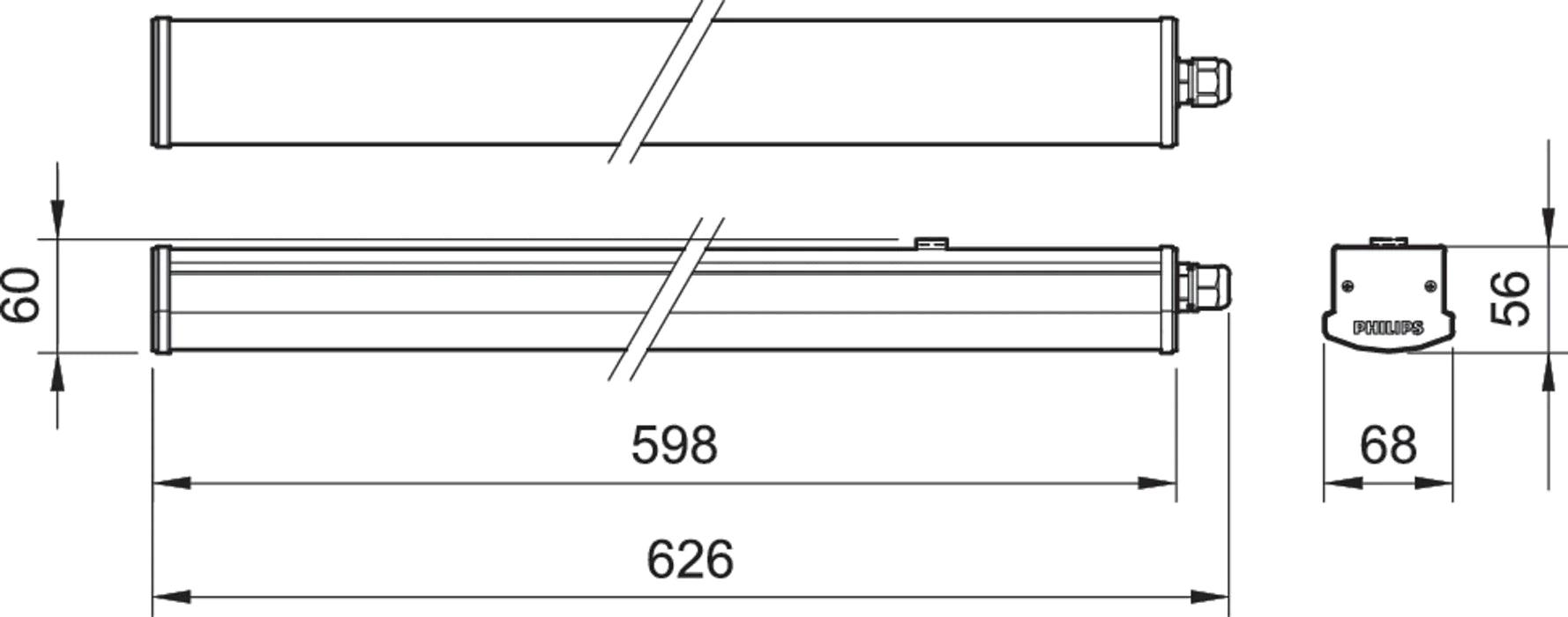 Led Etanj Armatür WT066C NW LED18 L600 PSU TB - Philips