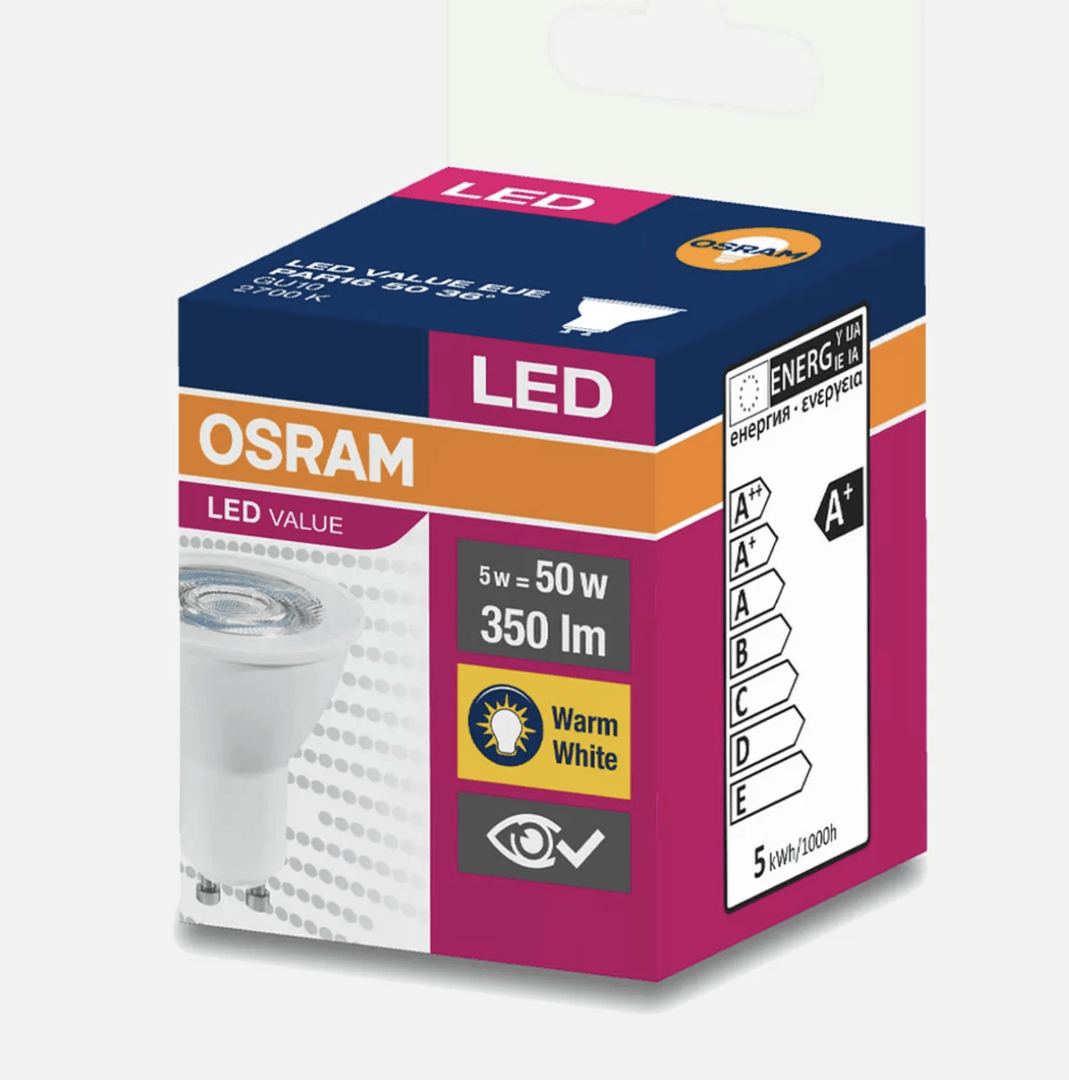 Osram Value Par16 36D 5W 2700K GU10 LED Ampul - 2'li, 6'lı veya 10'lu Set - Osram