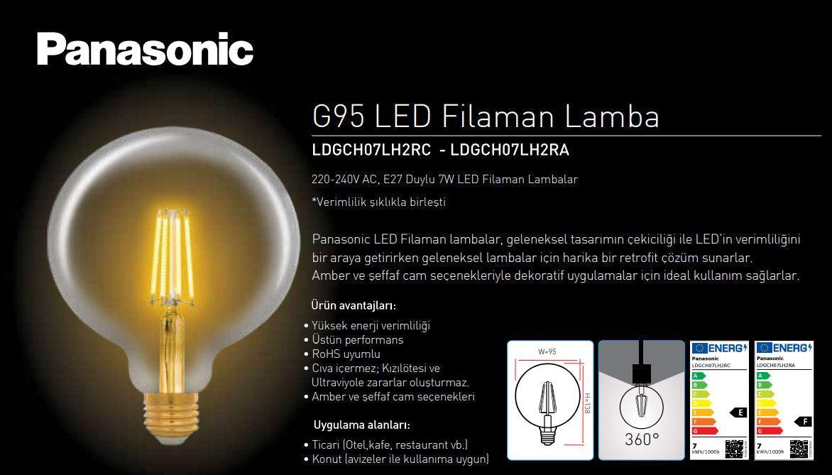 PANASONIC E27 RUSTİK G95 LAMBA 7W 630LM 2000K GOLD - Panasonic