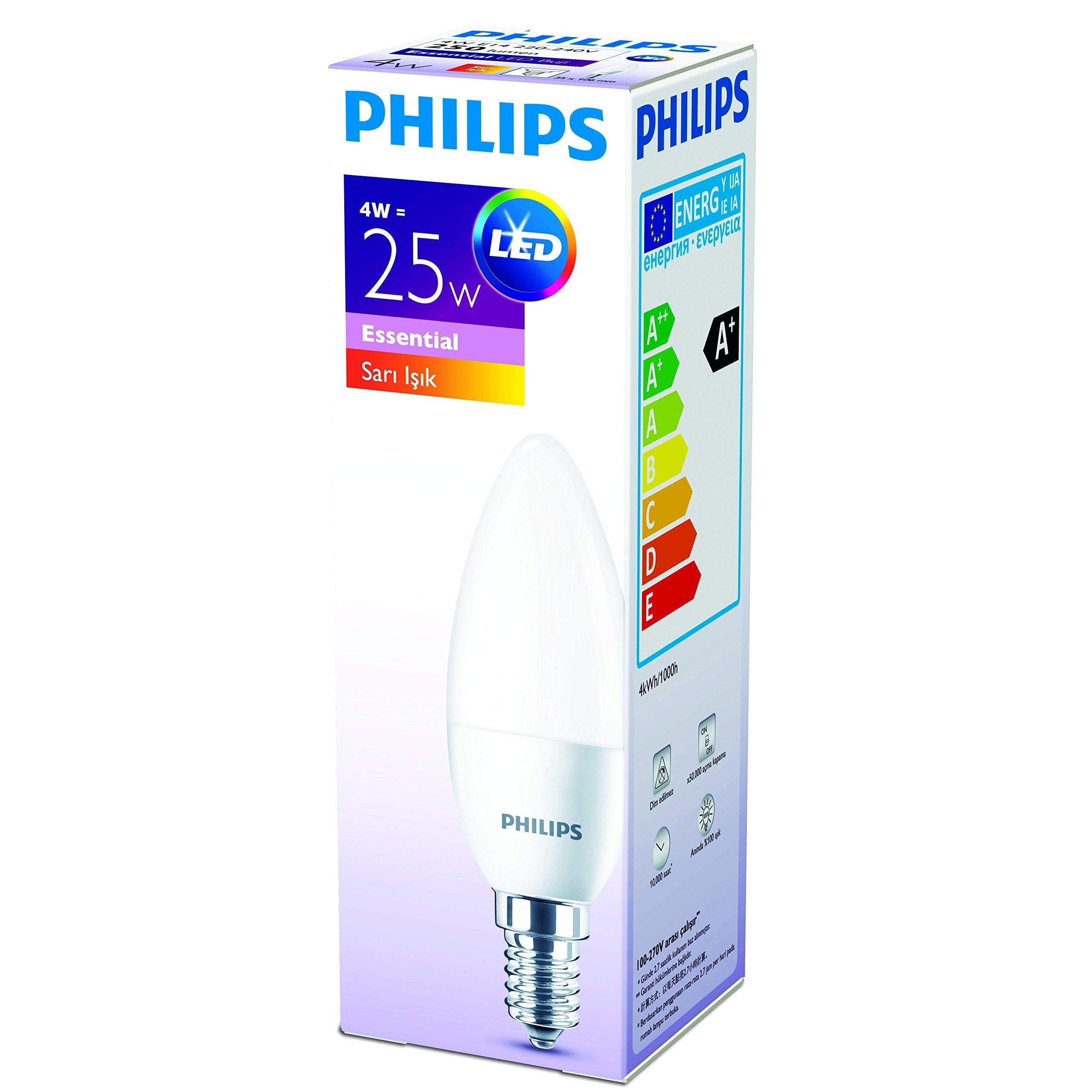 Led Buji Ampul Essential 4W E14 Sarı Işık - Philips