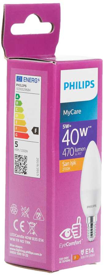 PHILIPS LEDCandle 40W B35 E14 WW FR ND TRK