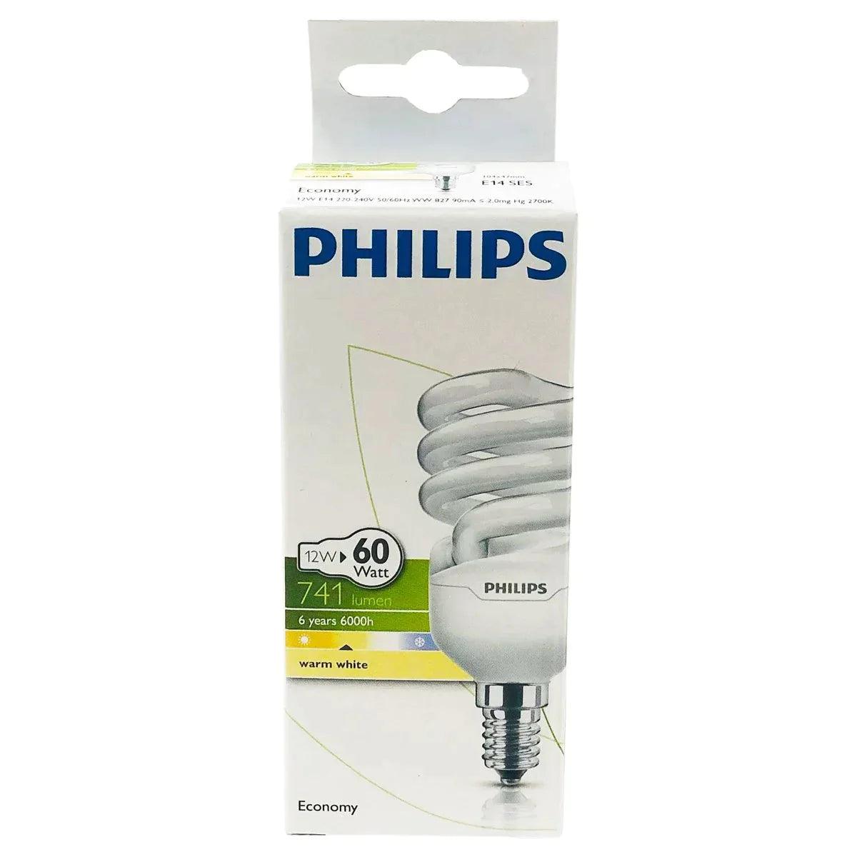 Philips Economy Twister 12W Sarı Işık E14 İnce Duy - Philips